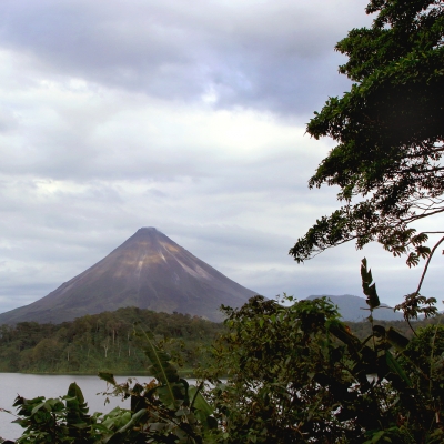 Volunteers visit Arenal volcano in their free time while volunteering in Costa Rica.